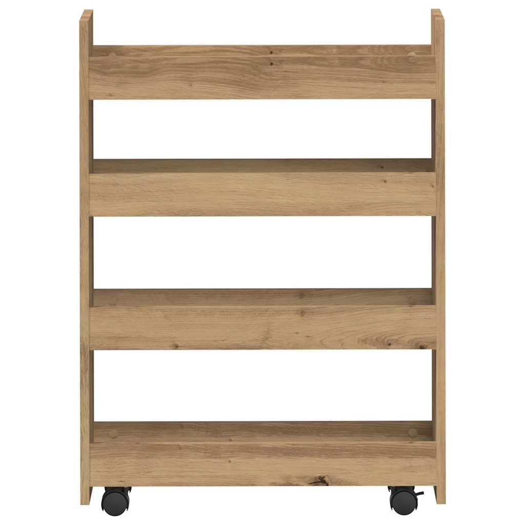 vidaXL Narrow Storage Trolley 4 Tier Artisian Oak Engineered Wood