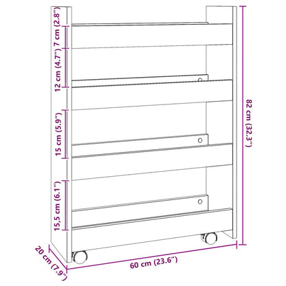 vidaXL Narrow Storage Trolley 4 Tier Artisian Oak Engineered Wood
