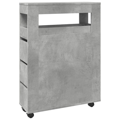 vidaXL Narrow Bathroom Cabinet with Wheels Concrete Grey