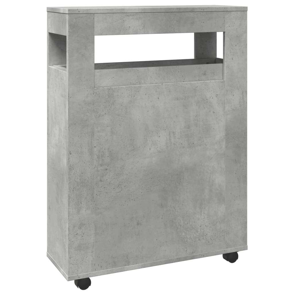 vidaXL Narrow Bathroom Cabinet with Wheels Concrete Grey Engineered Wood