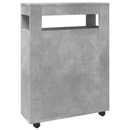 vidaXL Narrow Bathroom Cabinet with Wheels Concrete Grey Engineered Wood