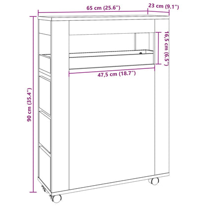 vidaXL Narrow Bathroom Cabinet with Wheels Smoked Oak Engineered Wood