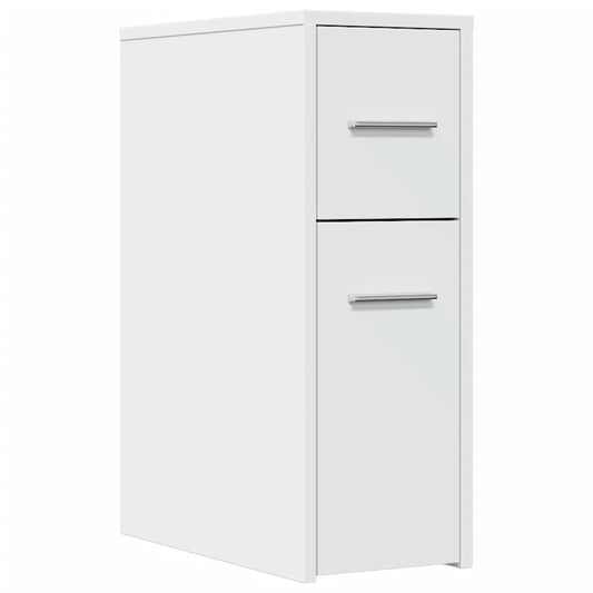 vidaXL Narrow Bathroom Cupboard with Wheels White Engineered Wood