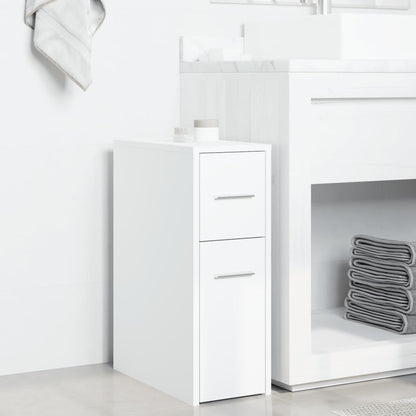 vidaXL Narrow Bathroom Cupboard with Wheels White Engineered Wood