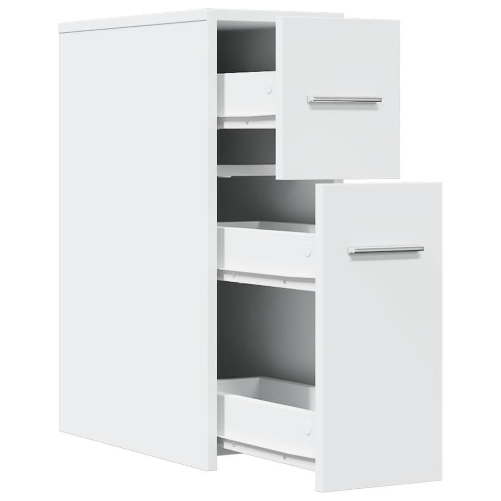 vidaXL Narrow Bathroom Cupboard with Wheels White Engineered Wood