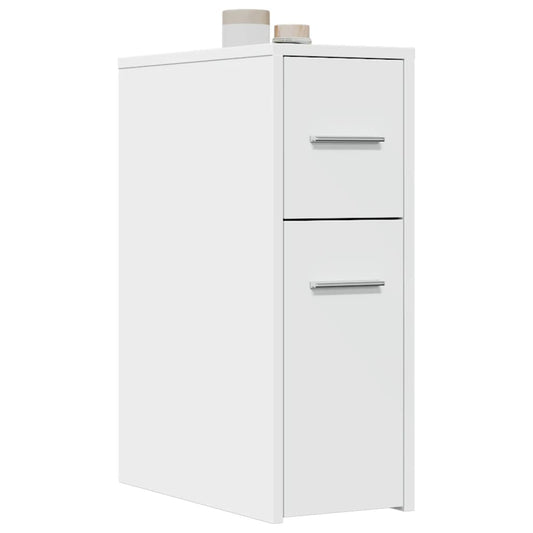 vidaXL Narrow Bathroom Cupboard with Wheels White Engineered Wood