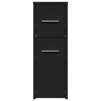 vidaXL Narrow Bathroom Cupboard with Wheels Black Engineered Wood
