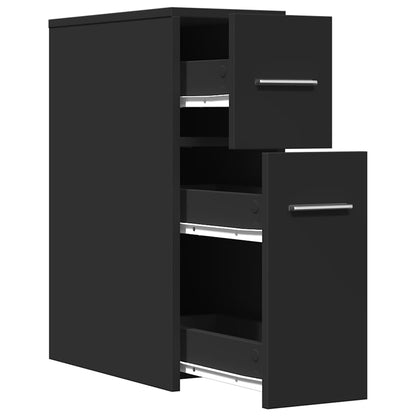 vidaXL Narrow Bathroom Cupboard with Wheels Black Engineered Wood