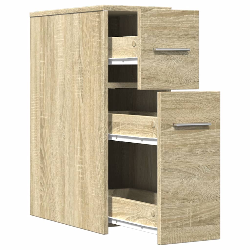 vidaXL Narrow Bathroom Cupboard with Wheels Sonoma Oak Engineered Wood
