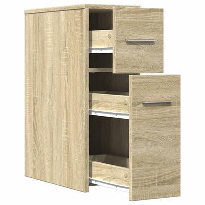 vidaXL Narrow Bathroom Cupboard with Wheels Sonoma Oak Engineered Wood