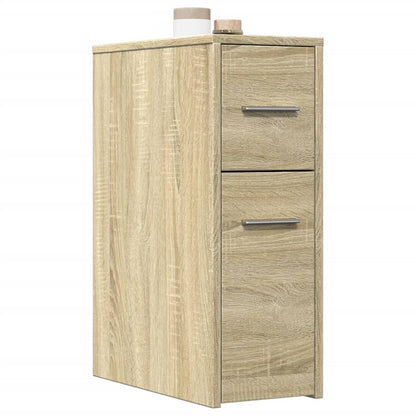 vidaXL Narrow Bathroom Cupboard with Wheels Sonoma Oak Engineered Wood