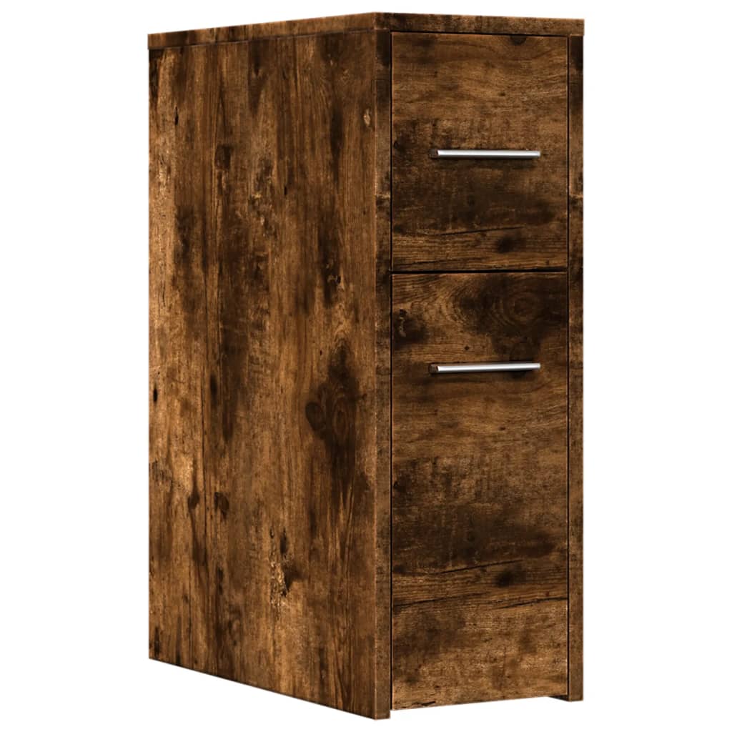 vidaXL Narrow Bathroom Cupboard with Wheels Smoked Oak Engineered Wood