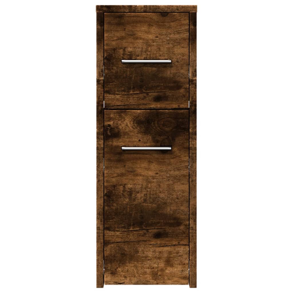 vidaXL Narrow Bathroom Cupboard with Wheels Smoked Oak Engineered Wood