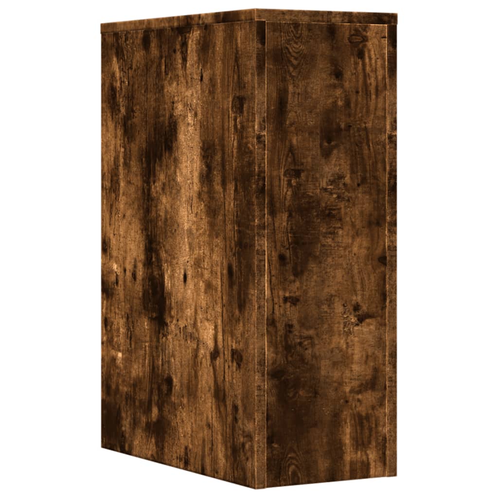 vidaXL Narrow Bathroom Cupboard with Wheels Smoked Oak Engineered Wood