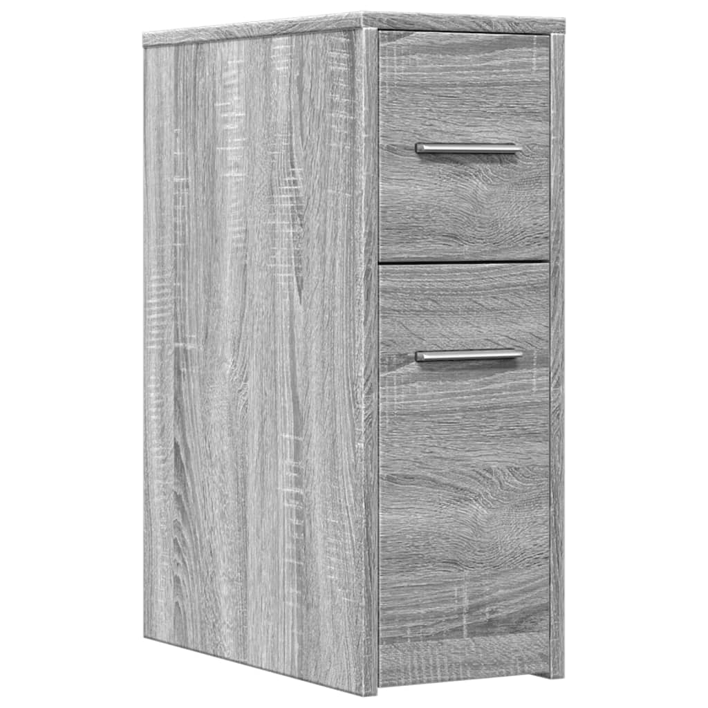 vidaXL Narrow Bathroom Cupboard with Wheels Grey Sonoma