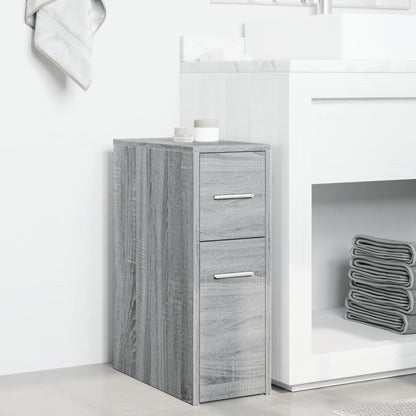 vidaXL Narrow Bathroom Cupboard with Wheels Grey Sonoma Engineered Wood