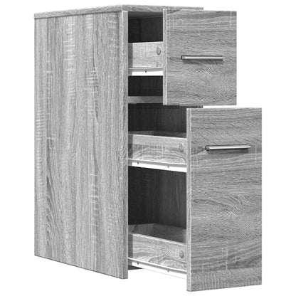 vidaXL Narrow Bathroom Cupboard with Wheels Grey Sonoma Engineered Wood