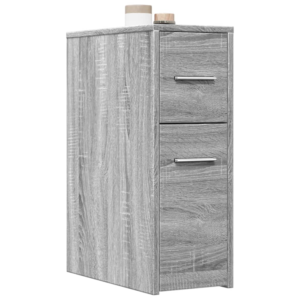 vidaXL Narrow Bathroom Cupboard with Wheels Grey Sonoma