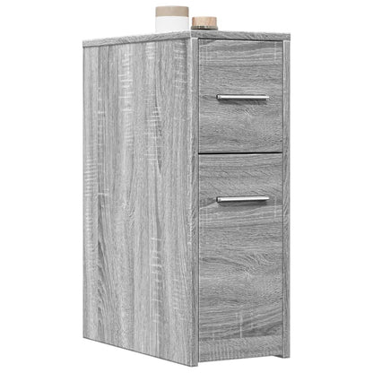 vidaXL Narrow Bathroom Cupboard with Wheels Grey Sonoma