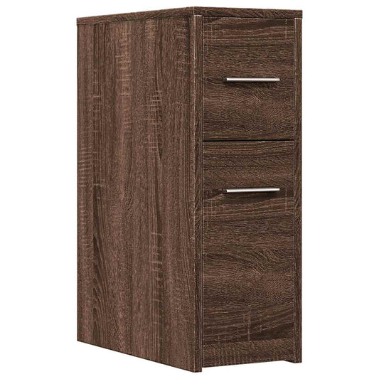 vidaXL Narrow Bathroom Cupboard with Wheels Brown Oak Engineered Wood