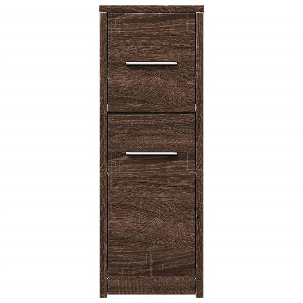 vidaXL Narrow Bathroom Cupboard with Wheels Brown Oak Engineered Wood