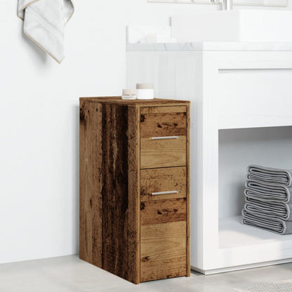 vidaXL Narrow Bathroom Cupboard with Wheels Old Wood Engineered Wood