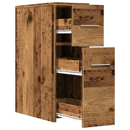 vidaXL Narrow Bathroom Cupboard with Wheels Old Wood Engineered Wood