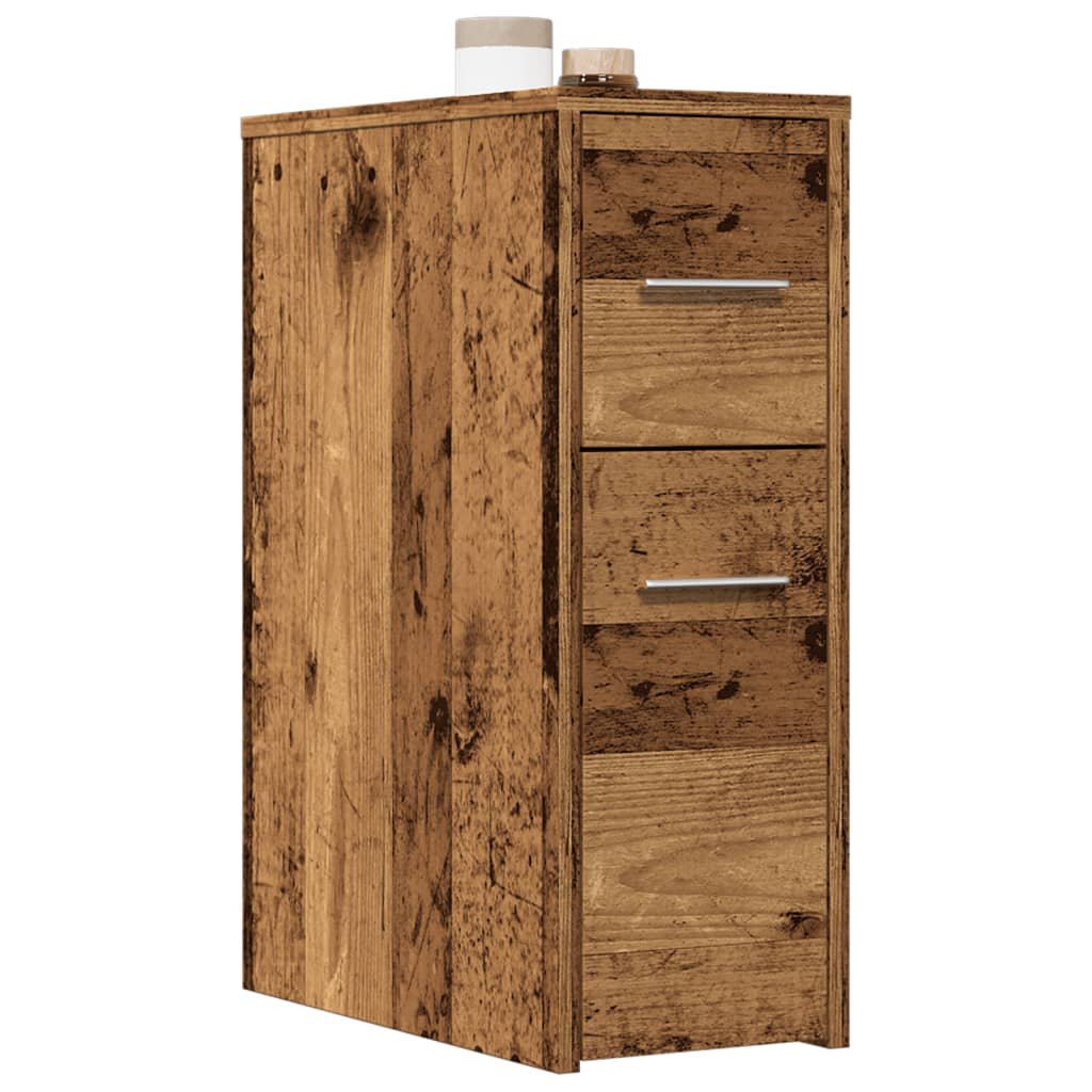 vidaXL Narrow Bathroom Cupboard with Wheels Old Wood Engineered Wood