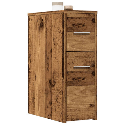 vidaXL Narrow Bathroom Cupboard with Wheels Old Wood Engineered Wood