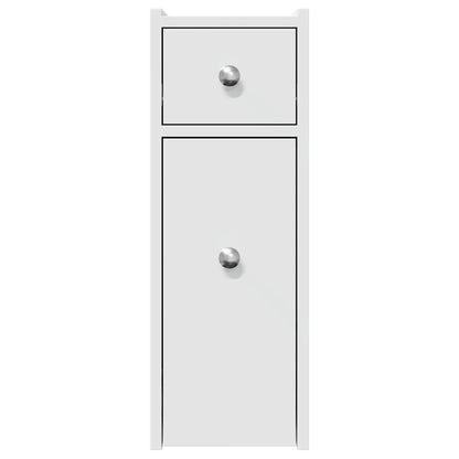 vidaXL Narrow Bathroom Cupboard with Wheels White Engineered Wood
