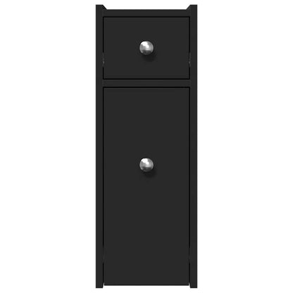 vidaXL Narrow Bathroom Cupboard with Wheels Black Engineered Wood