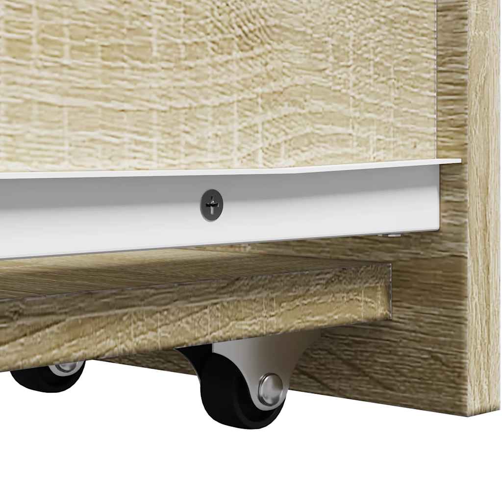 vidaXL Narrow Bathroom Cupboard with Wheels Sonoma Oak Engineered Wood