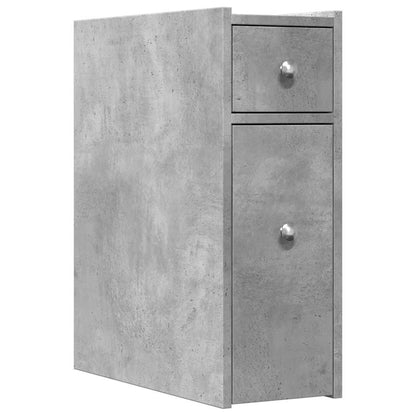 vidaXL Narrow Bathroom Cupboard with Wheels Concrete Grey Engineered Wood