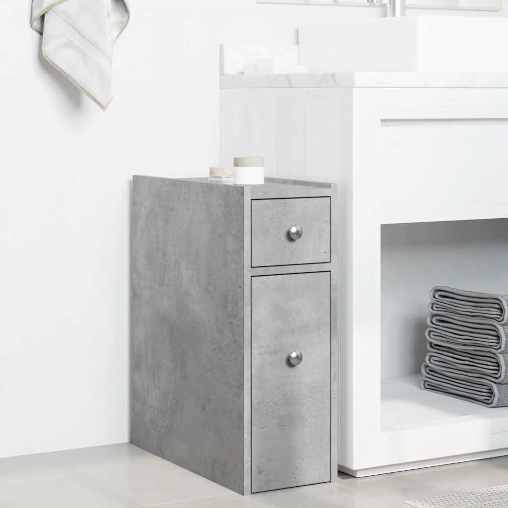 vidaXL Narrow Bathroom Cupboard with Wheels Concrete Grey