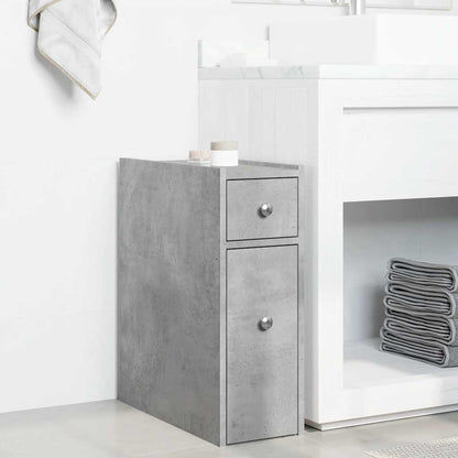 vidaXL Narrow Bathroom Cupboard with Wheels Concrete Grey