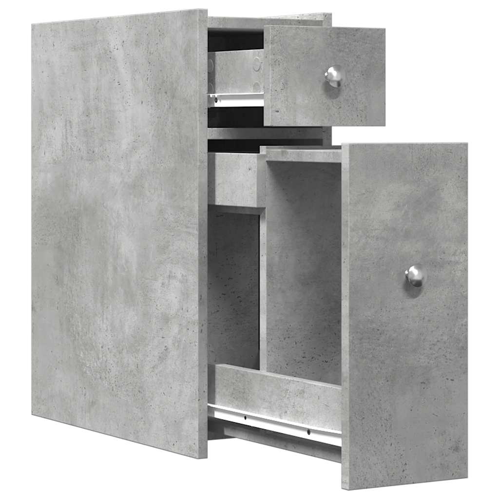 vidaXL Narrow Bathroom Cupboard with Wheels Concrete Grey