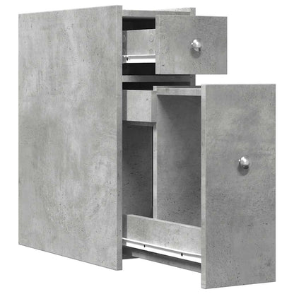 vidaXL Narrow Bathroom Cupboard with Wheels Concrete Grey