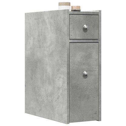 vidaXL Narrow Bathroom Cupboard with Wheels Concrete Grey Engineered Wood