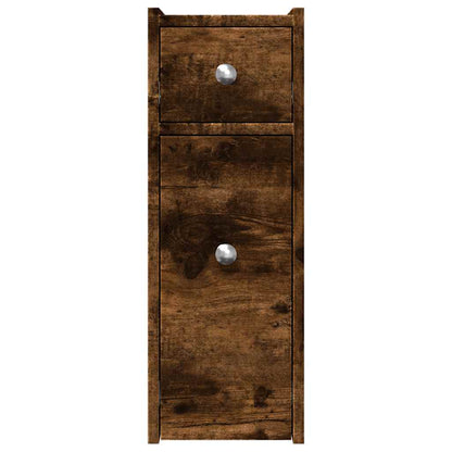 vidaXL Narrow Bathroom Cupboard with Wheels Smoked Oak Engineered Wood