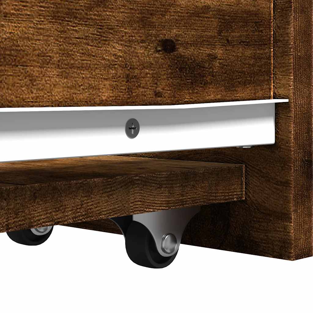 vidaXL Narrow Bathroom Cupboard with Wheels Smoked Oak Engineered Wood