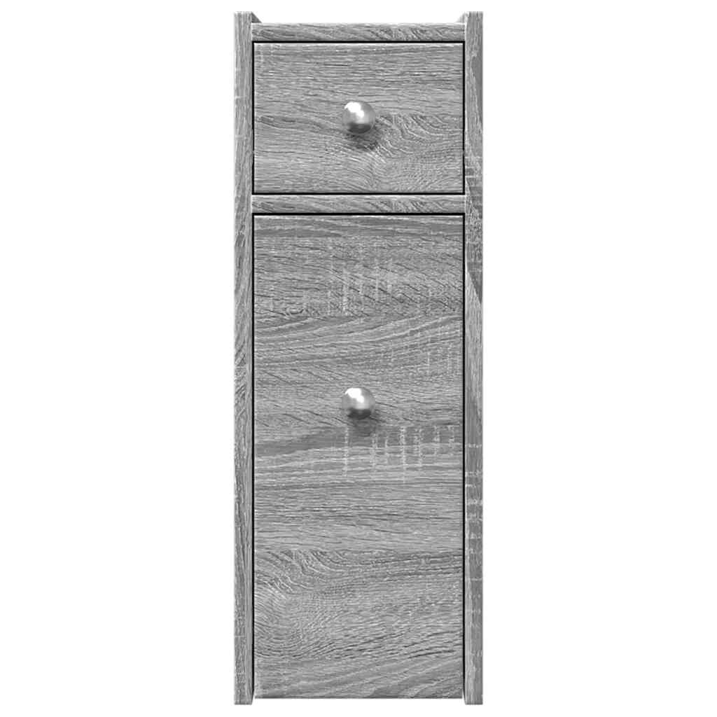 vidaXL Narrow Bathroom Cupboard with Wheels Grey Sonoma Engineered Wood