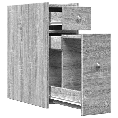 vidaXL Narrow Bathroom Cupboard with Wheels Grey Sonoma Engineered Wood