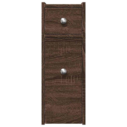 vidaXL Narrow Bathroom Cupboard with Wheels Brown Oak Engineered Wood