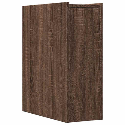 vidaXL Narrow Bathroom Cupboard with Wheels Brown Oak Engineered Wood