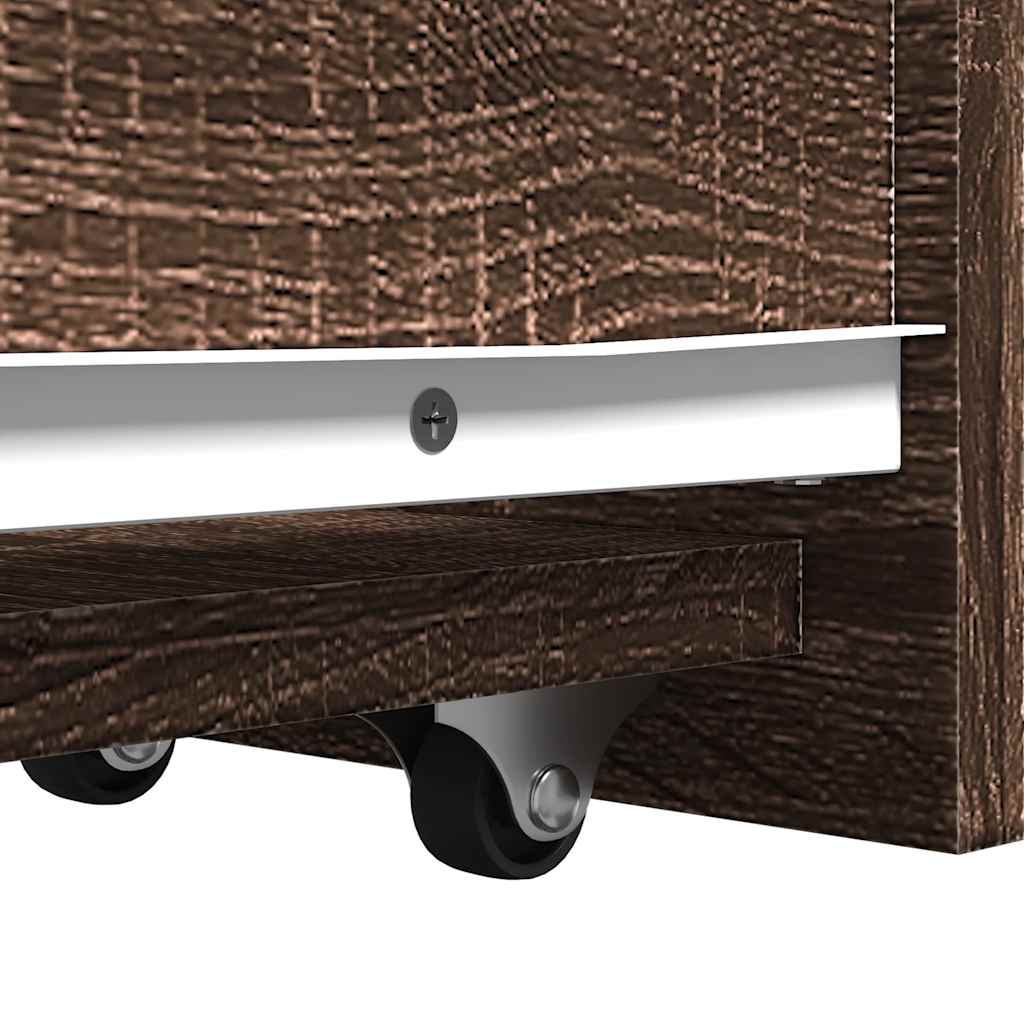 vidaXL Narrow Bathroom Cupboard with Wheels Brown Oak Engineered Wood