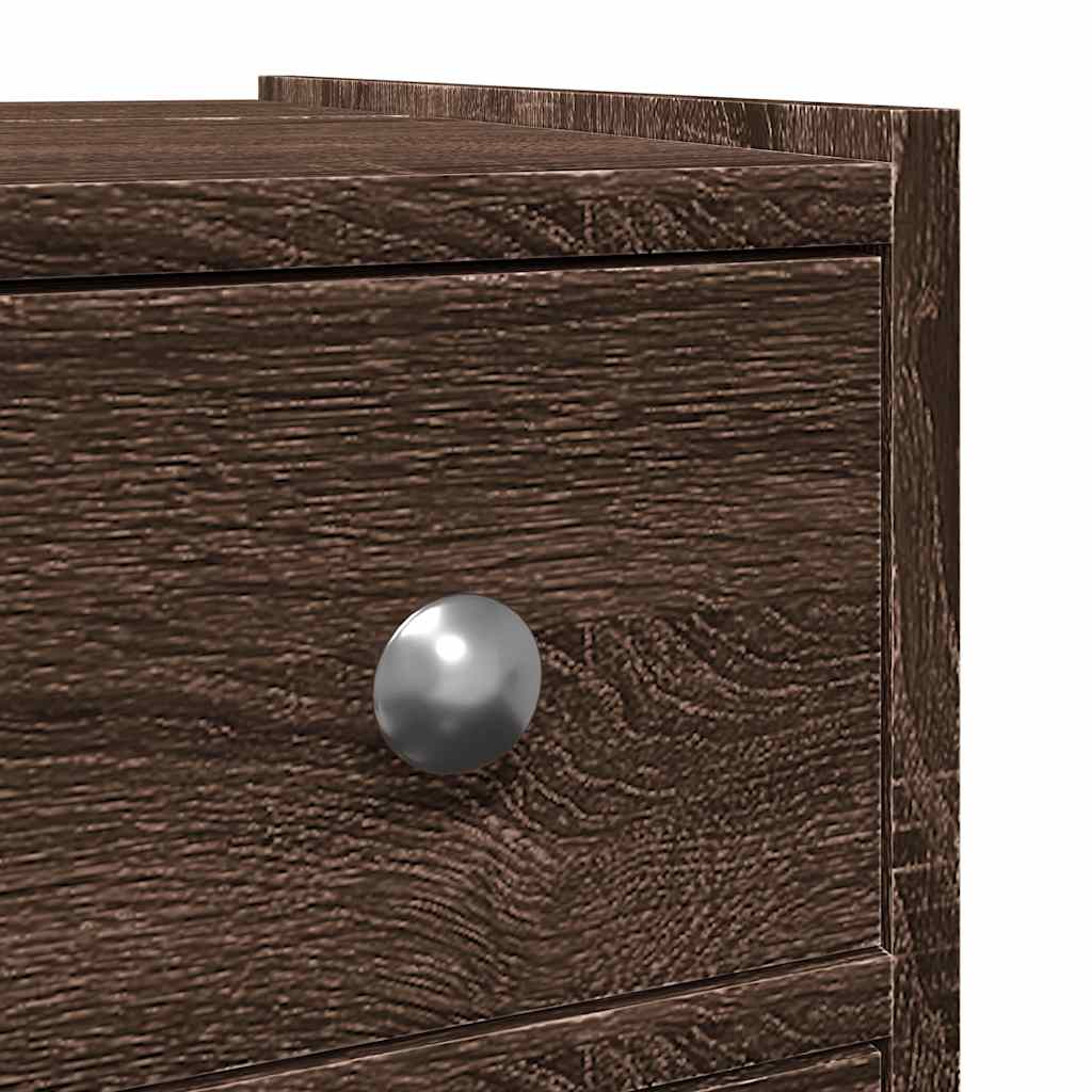 vidaXL Narrow Bathroom Cupboard with Wheels Brown Oak Engineered Wood