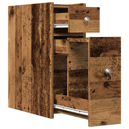vidaXL Narrow Bathroom Cupboard with Wheels Old Wood Engineered Wood