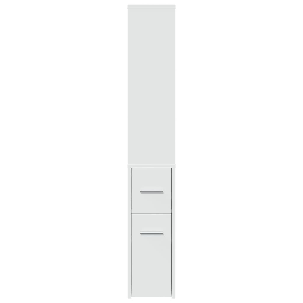 vidaXL Narrow Bathroom Cupboard with Wheels White Engineered Wood