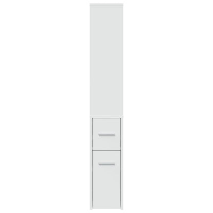 vidaXL Narrow Bathroom Cupboard with Wheels White Engineered Wood