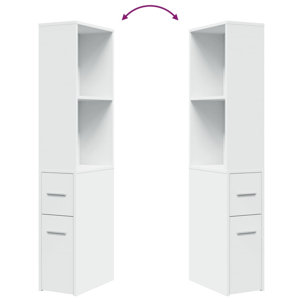 vidaXL Narrow Bathroom Cupboard with Wheels White Engineered Wood